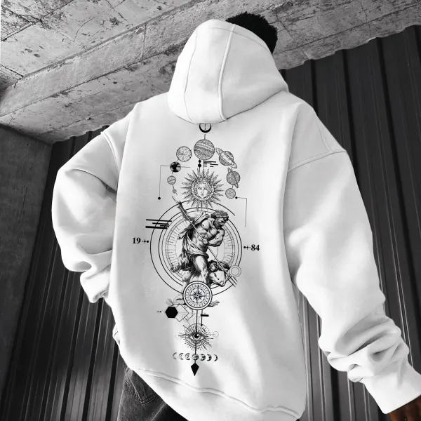 Oversize Sun Moon Stars Hoodie - Dozenlive.com 