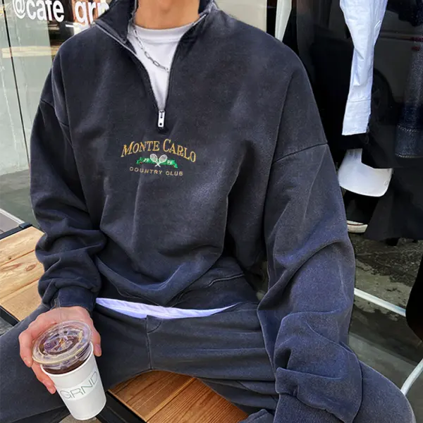 Mente Carlo Vintage Half Zip Sweatshirt - Albionstyle.com 
