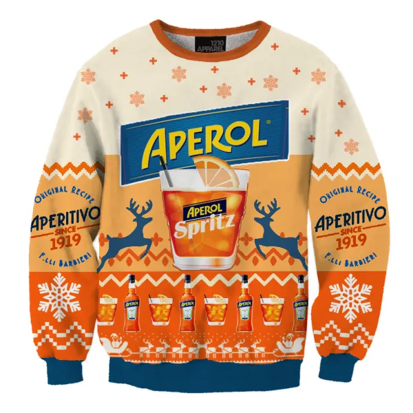 Unisex Aperol Spritz Orange 3D Printed Christmas Sweatshirt - Cotosen.com