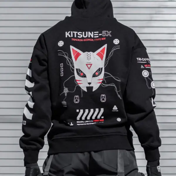 Kitsune-5X RD Black Hoodie - Dozenlive.com 