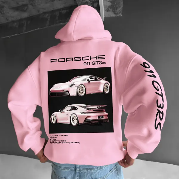 Oversize Porsche 911 GT3RS Hoodie Pink - Cotosen.com 