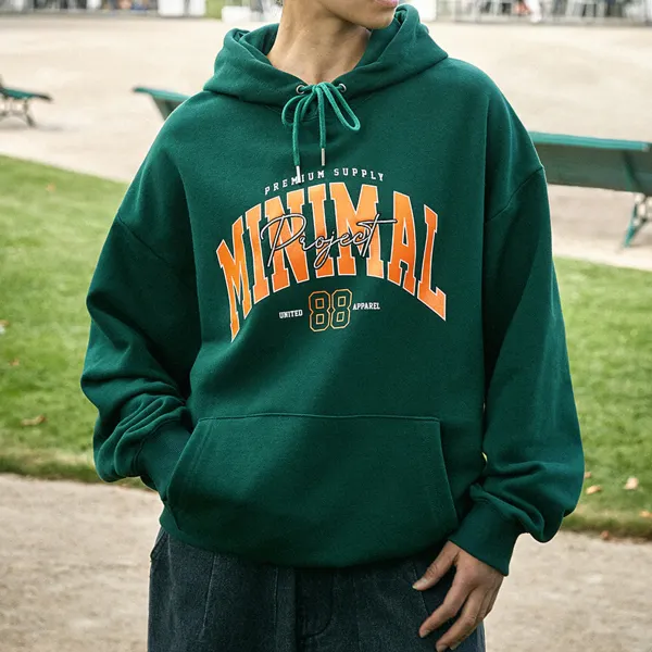 Unisex Vintage MNIMAL Letter Print College Hoodie - Albionstyle.com 