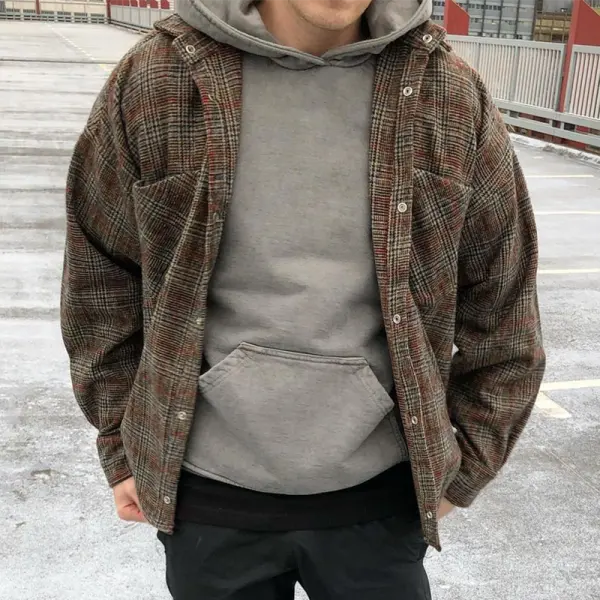 Men's Vintage Plaid Jacket - Sunhopebloom.com 