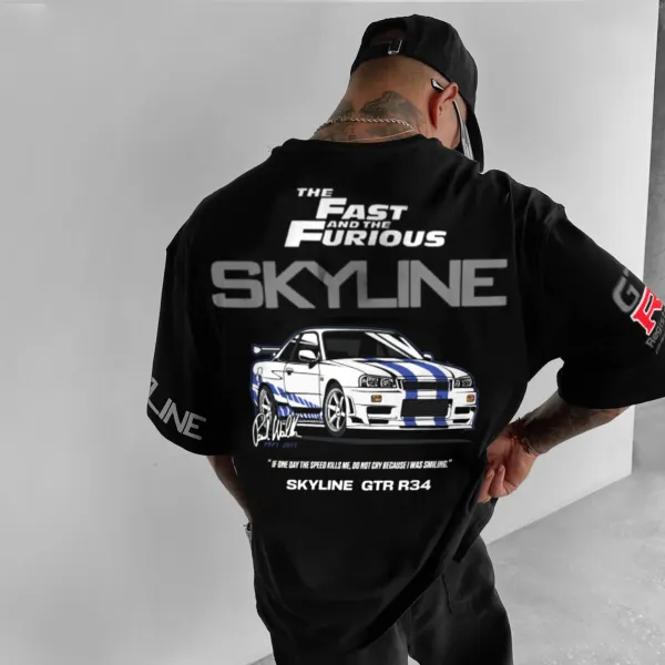 Unisex Oversized Unisex Fast And Furious TSkyline Sports Car T-shirt - Wayrates.com 