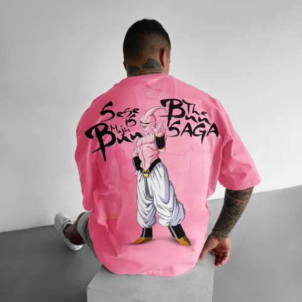 Oversize Dragon Ball Majin Buu Print Tee - Yiyistories.com 