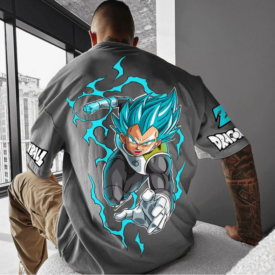 

Unisex Oversized DBZ Vegeta Anime Printed T-shirt