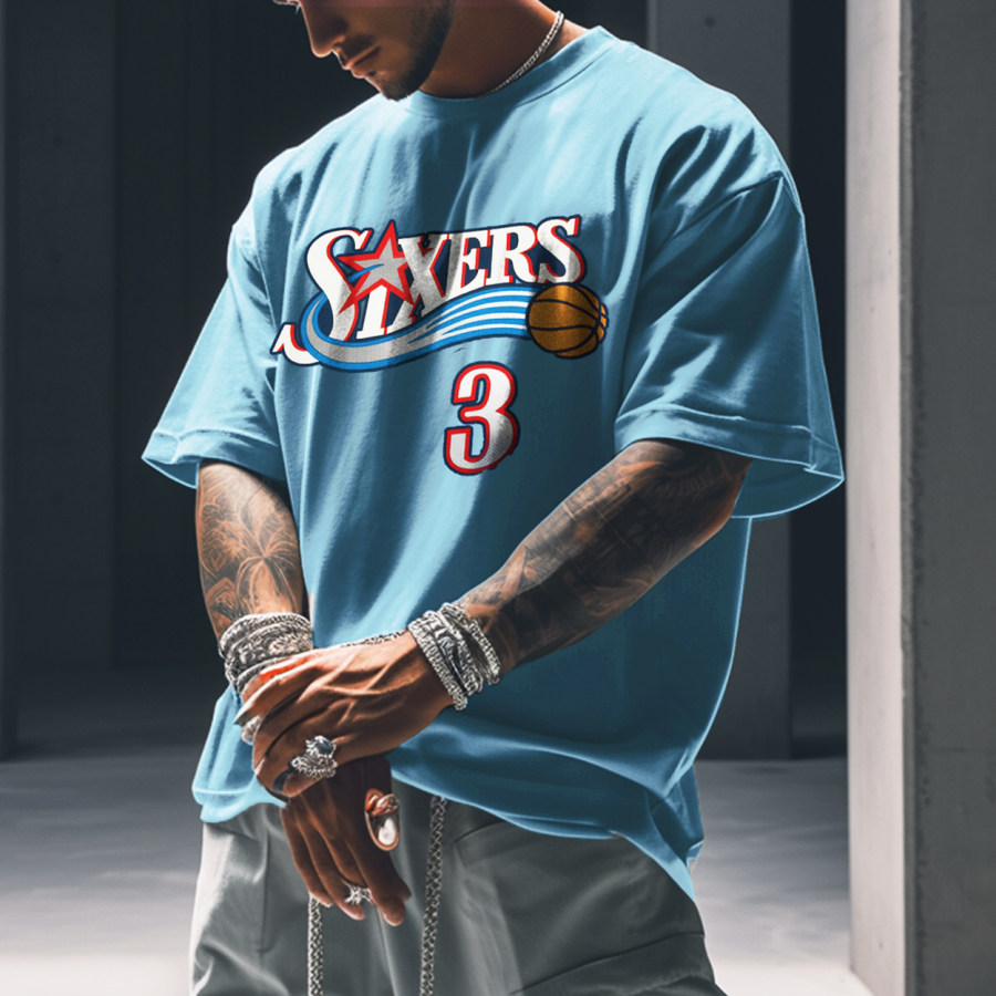 

Unisex Vintage Philadelphia Basketball Print T-Shirt