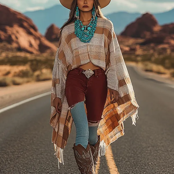 Manteau Irrégulier Pour Femme Style Cape Vintage Western - Faciway.com 