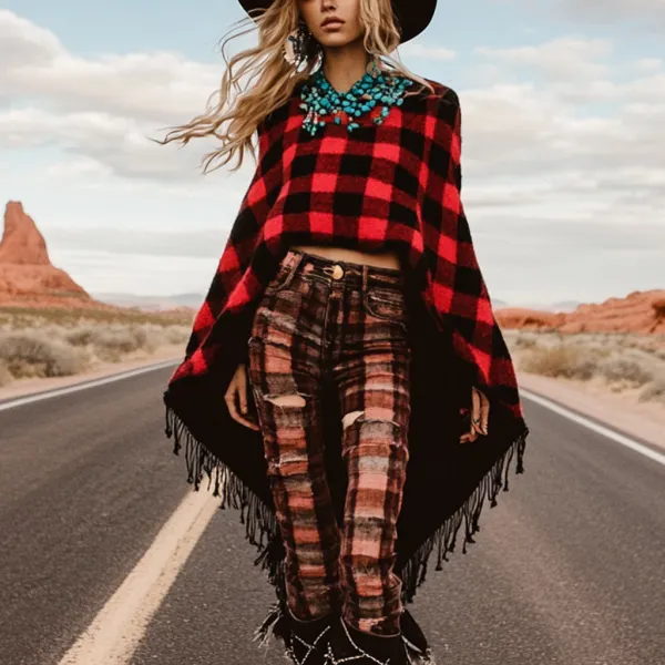 Western Vintage Women's Cape Irregular Coat Top - Faciway.com 