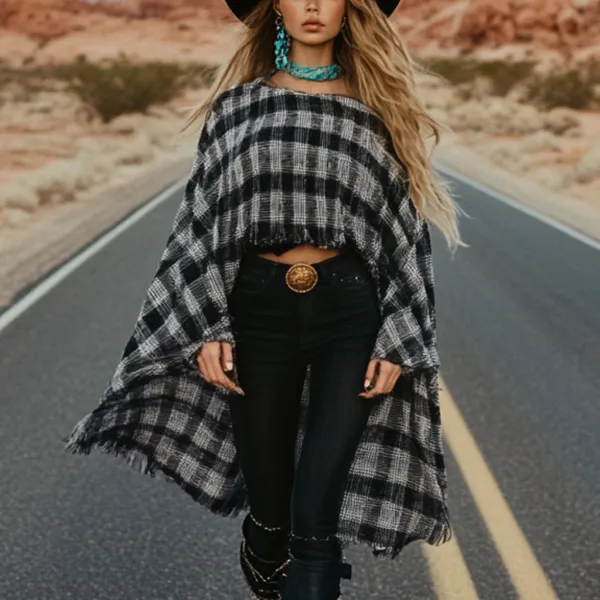 Western Vintage Women's Cape Irregular Coat Top - Faciway.com 
