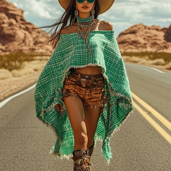 Western Vintage Women's Cape Irregular Coat Top - Faciway.com 