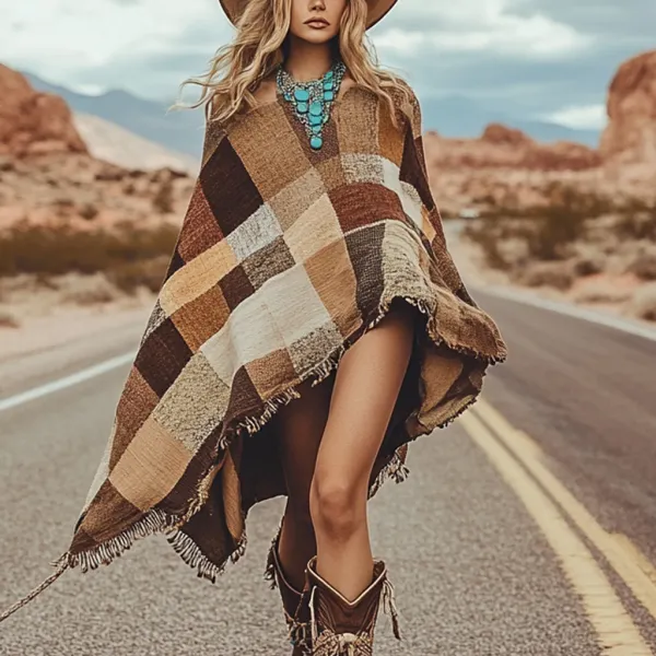 Western Vintage Women's Cape Irregular Coat Top - Faciway.com 
