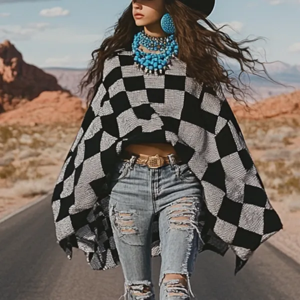 Western Vintage Women's Cape Irregular Coat Top - Faciway.com 