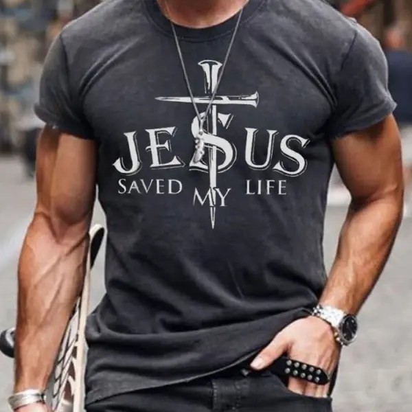 Men's Fashion Casual Jesus Cross T-shirt - Kalesafe.com 