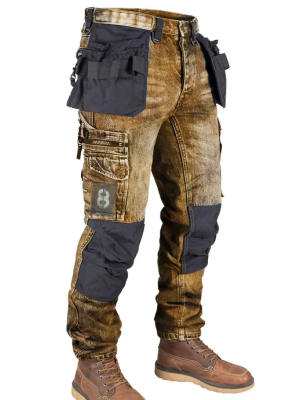 Retro Mens Multi Pocket Outdoor Casual Jeans - Pragmaace.com 