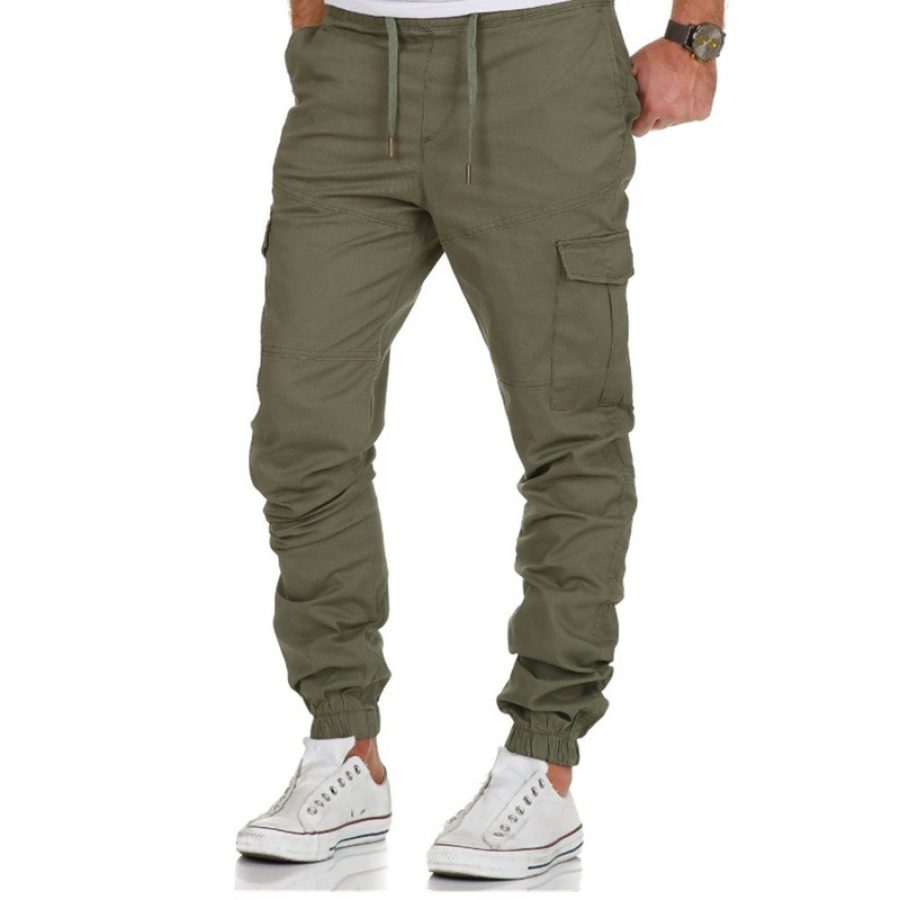 

Casual Solid Color Pocket Pants