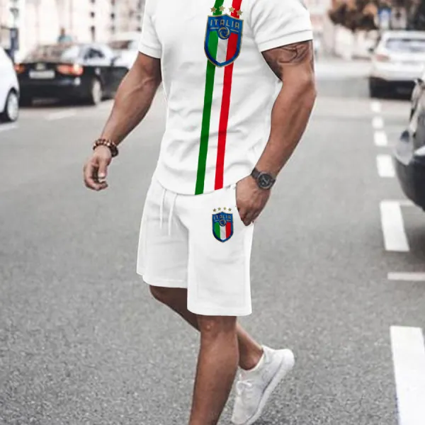 Round Neck Football Asymmetric Print Mens Suit - Mobivivi.com 