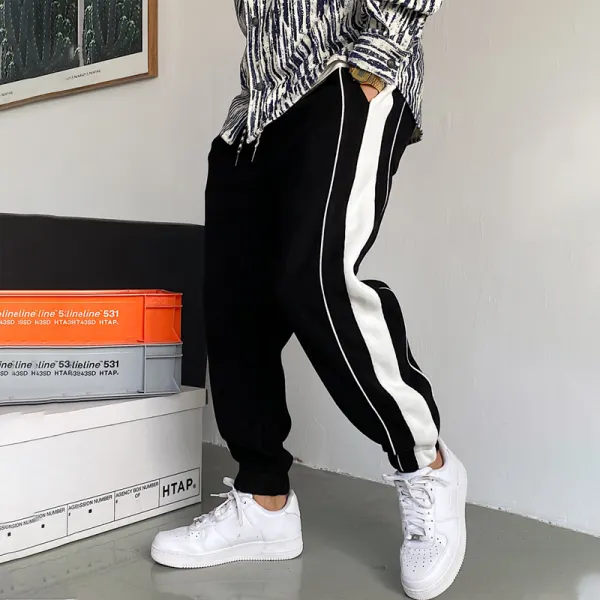 Handsome Striped Grey Sports Sweatpants - Keymimi.com 
