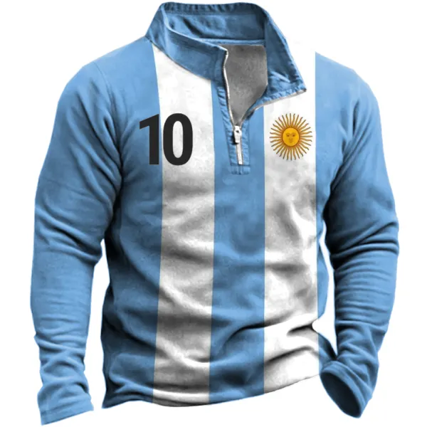 Men's 2022 World Cup Argentina Flag Soccer Sweatshirt - Mosaicnew.com 