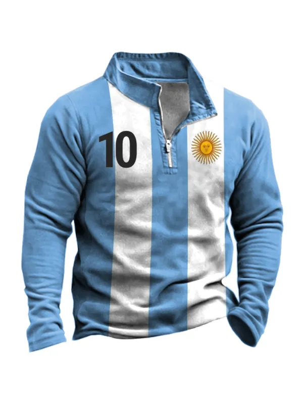 Men's 2022 World Cup Argentina Flag Soccer Sweatshirt - Ootdmw.com 