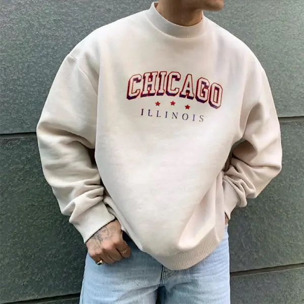 Men's Oversized Vintage 'Chicago' Print Sweatshirt - Anurvogel.com 
