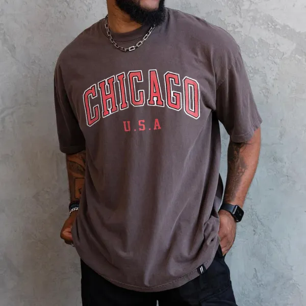 Retro Oversized Men's Chicago Print T-shirt - Anurvogel.com 