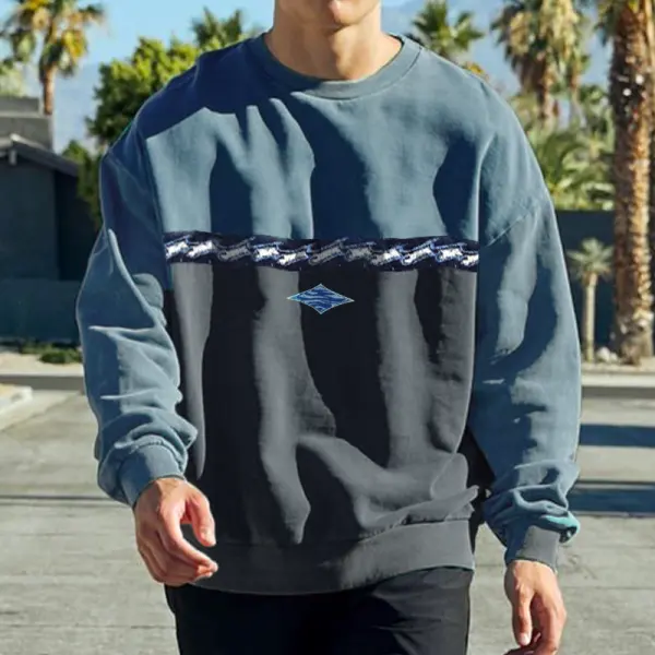 Contrast Oversized Crew Sweatshirt - Sunhopebloom.com 