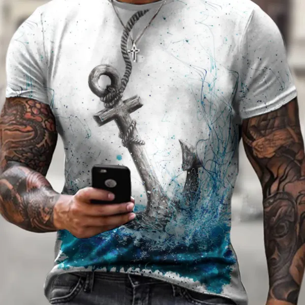 Designer vintage anchor print T-shirt - Kalesafe.com 