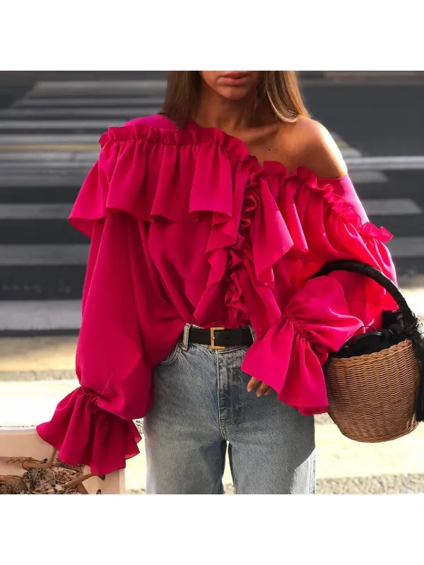 Fashion All-match Solid Color Blouse - Realyiyi.com 