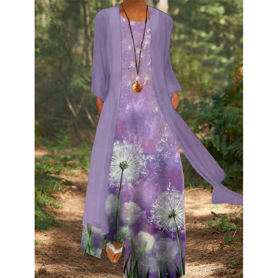 

Loose Printed Sleeveless Two-Piece Dress