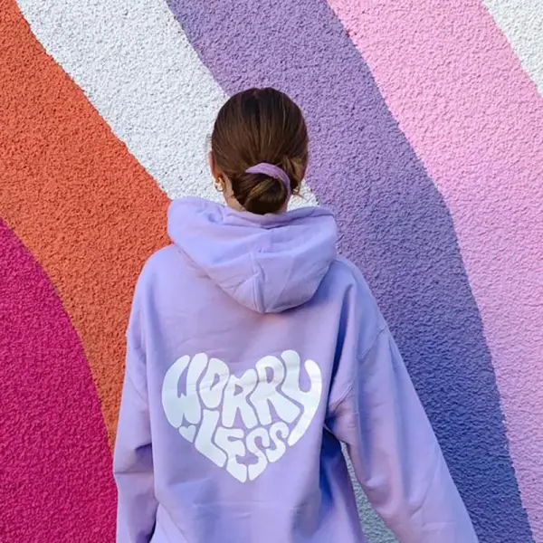 Worry Less Purple Print Women's Hoodie - Localziv.com 