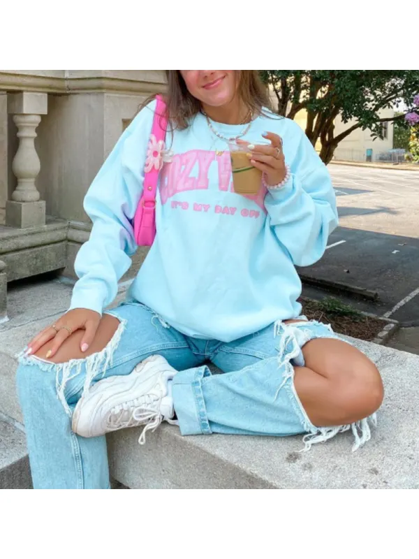 COZY VIBES ITS MY DAY OFF Preppy Sweatshirt - Aptkoi.com 