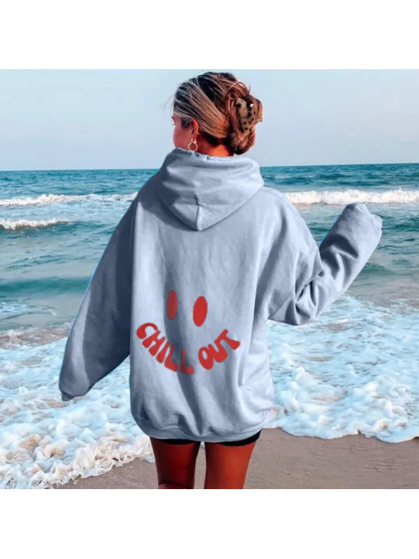 Women's Chill Out Print Aesthetic Hoodie - Ootdmw.com 