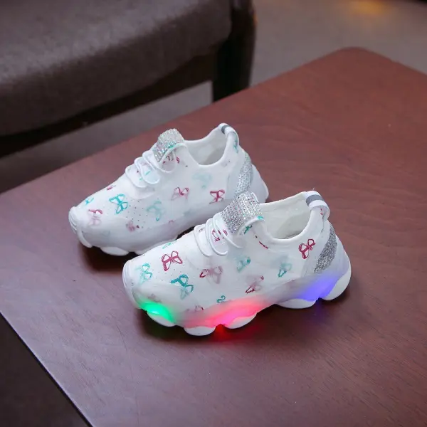 Girls Led Light Bow Pattern Sneakers - Popopiearab.com 