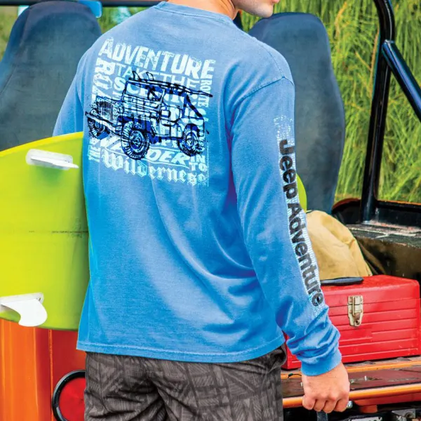 Jp Adventure Blue Hawaii Long Sleeve Classic Round Neck T-Shirt - Albionstyle.com 