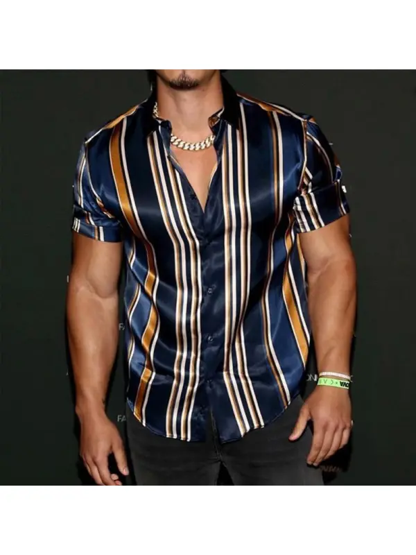 Fashion Silk Fabric Striped Slim Fit Shirt - Plazabery.chimpone.com 