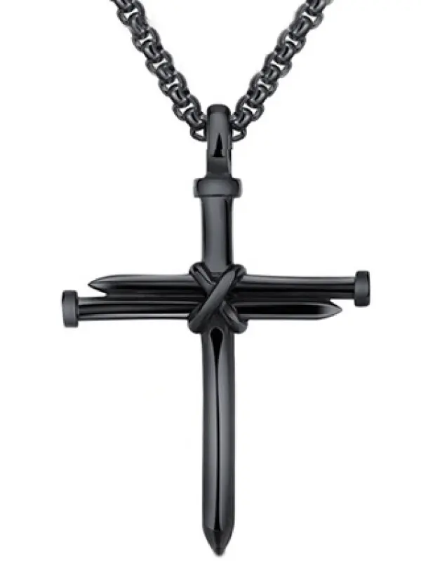 Mens Simple Cross Nail Necklace Pendant - Pragmaace.com 