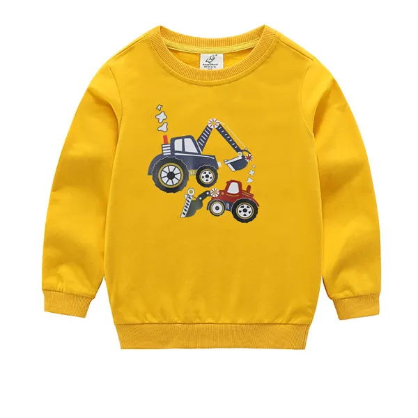 【18M-9Y】Boys Backhoe Print Sweatshirt - Popopieshop.com 