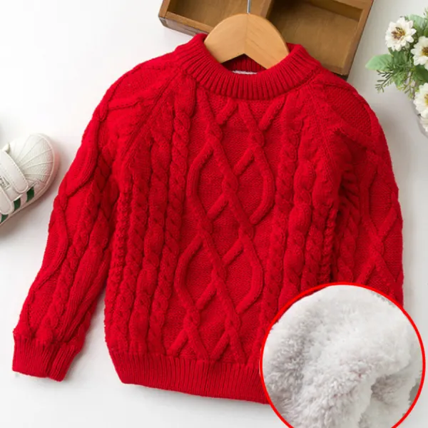 【12M-11Y】Kids Casual Pure Color Thick Fleeced Sweater - 9102 - Popopieshop.com 