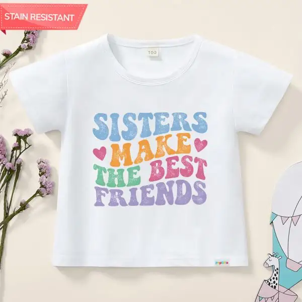 【12M-9Y】Girl Cotton Stain Resistant Letter Print Short Sleeve Tee - 7519 - Popopieshop.com 