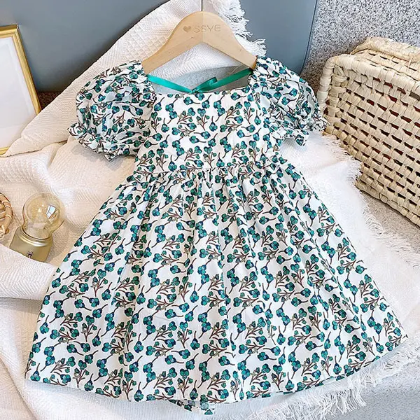 【18M-7Y】Girls Fresh Sweet Puff Sleeve Floral Dress Only $7.99 - Popopieshop.com 