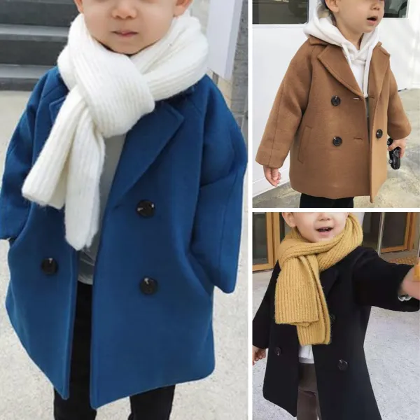 【18M-7Y】Kids Lapel Collar Double Breasted Coat - 4116 - Popopieshop.com 