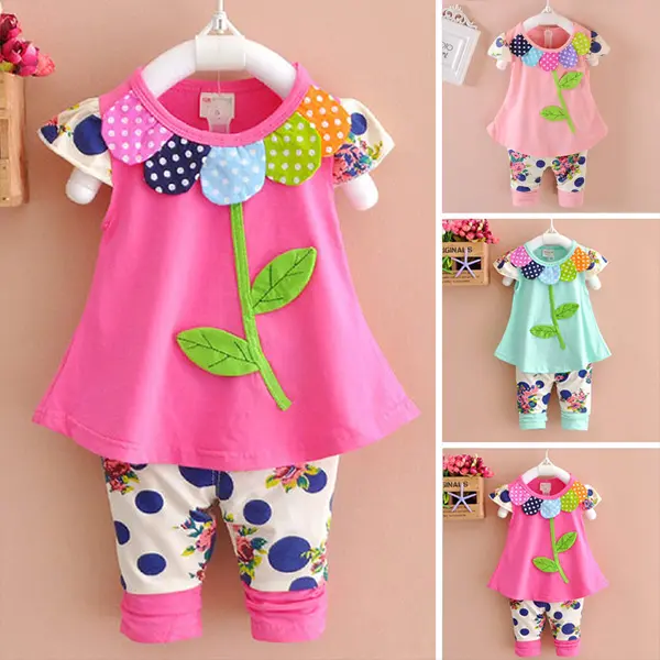 【12M-5Y】2-piece Girls Sweet Floral Embroidered T-shirt And Shorts Set - Popopieshop.com 
