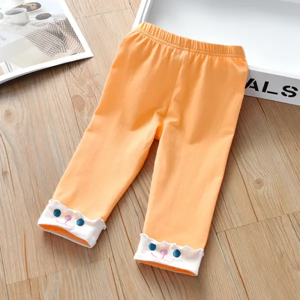 【18M-9Y】Girls Fashion All-match Cute Embroidery Cropped Leggings - Popopieshop.com 