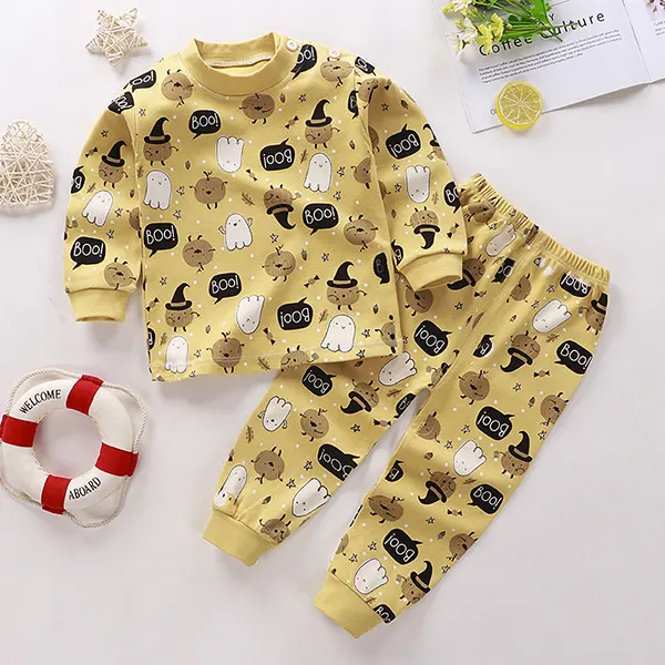 【6M-7Y】Cotton Cartoon Print Home Service Set - Popopieshop.com 