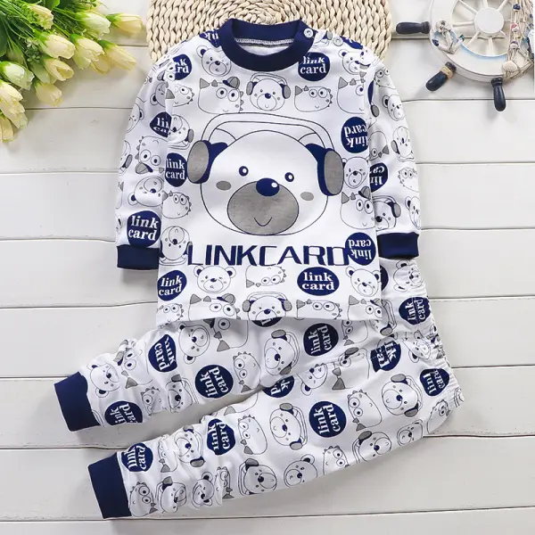 【12M-13Y】Boys Cartoon Print Long Sleeve Two-piece Suit - Popopieshop.com 