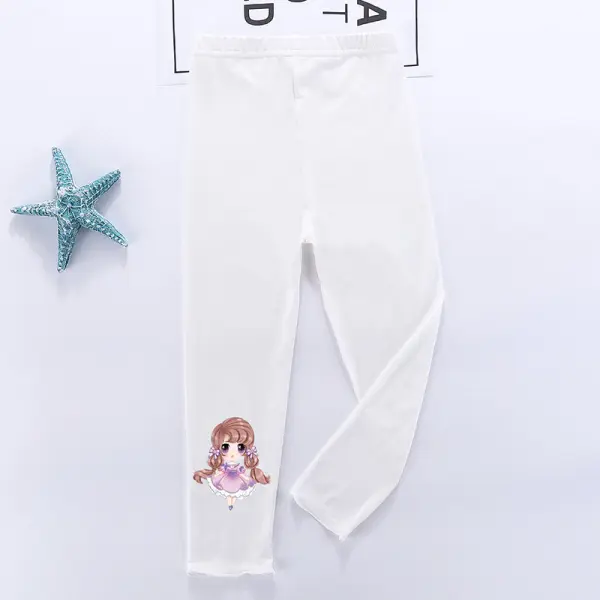 【2Y-13Y】Girls Spring And Autumn Modal Cartoon Princess Leggings 5 Colors Optional 9 Points Pants - Popopieshop.com 