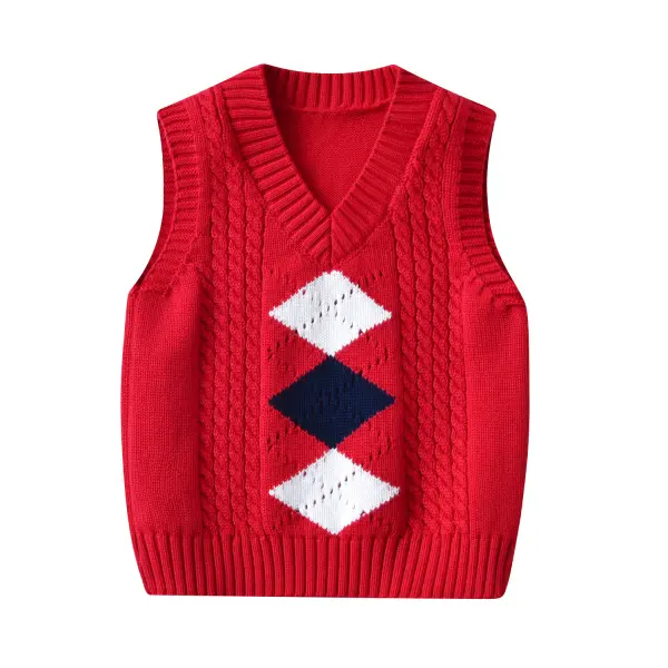 【3Y-8Y】Boy Preppy Style Argyle Pattern Sweater Vest Only $7.99 - Popopieshop.com 