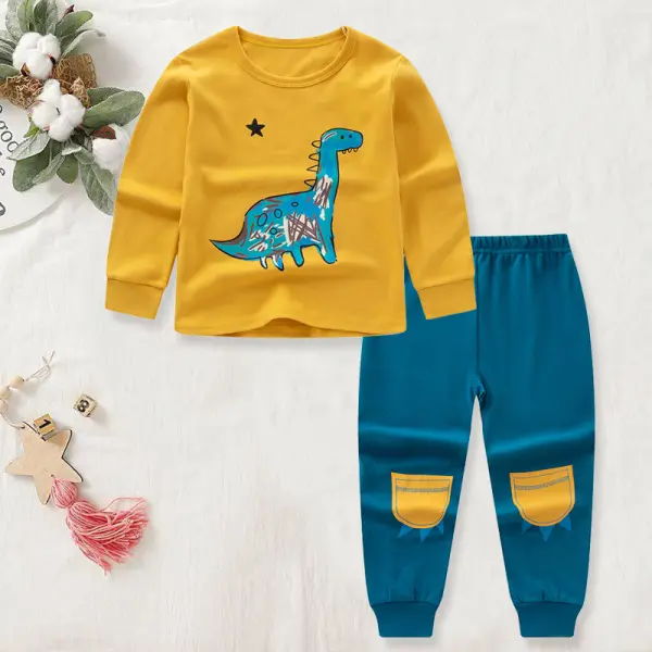 【2Y-13Y】Boy Casual Cartoon Print Two-piece Suit - Popopieshop.com 