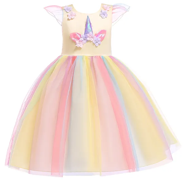 【2Y-11Y】Girls Net Yarn Unicorn Princess Dress - 3629 Only $30.99 - Popopieshop.com 